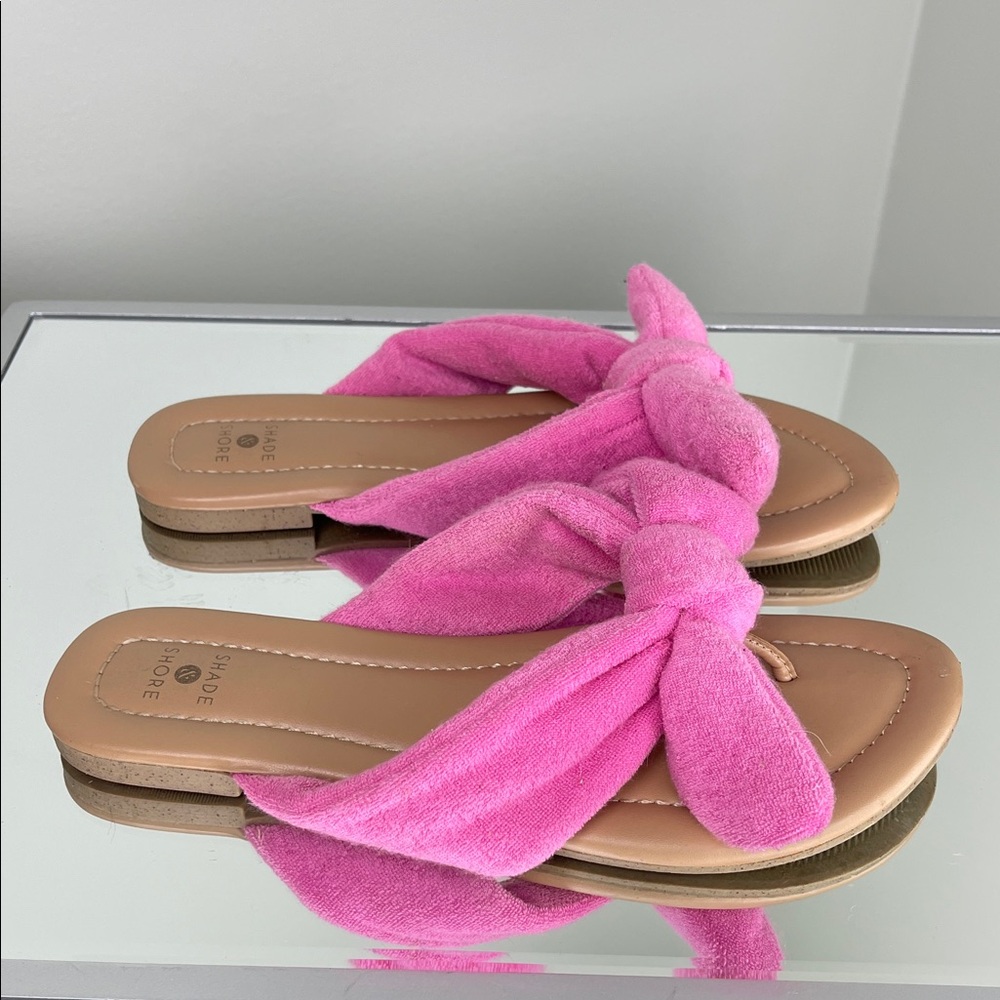 Shade & Shore Pink Bow Slide Sandals Ladies Size 9